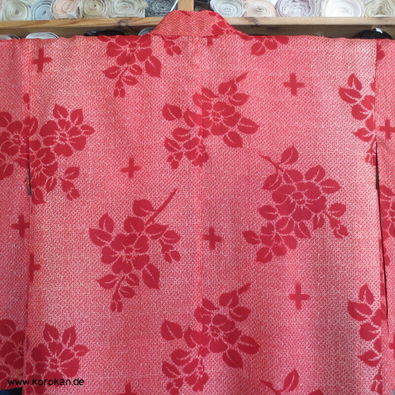 rote Päonien Haori Kimono Jacke