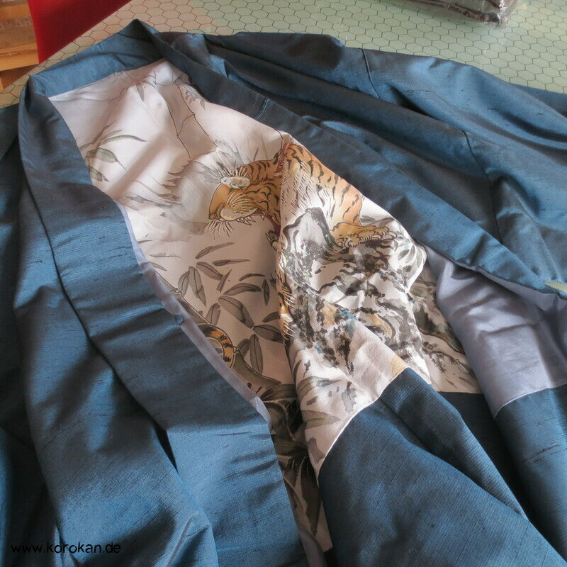 Tiger im Bambus handgemalt Fushi Tsumugi Haori
