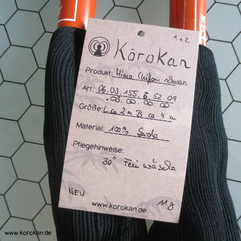 schwarzer Chiffon Koshihimo Band für Juban / Kimono