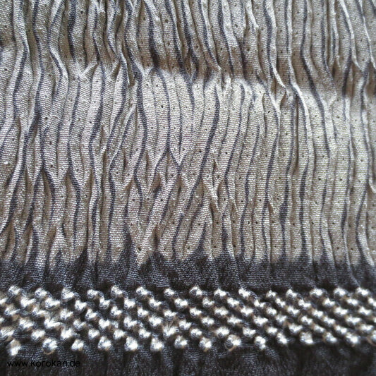 Itajime Shibori Heko Obi - Chirimen Seiden Crepe