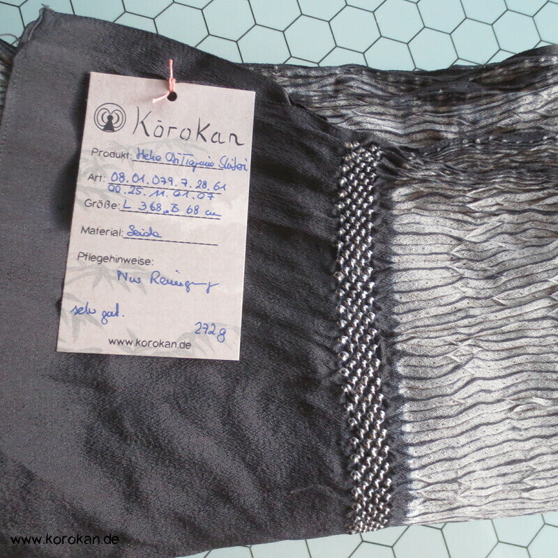 Itajime Shibori Heko Obi - Chirimen Seiden Crepe