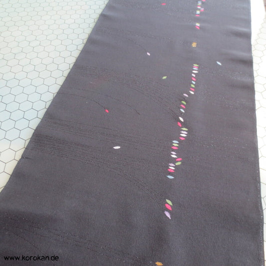 schwarzer Kimono Seiden Jacquard mit Lurex und Urushifäden