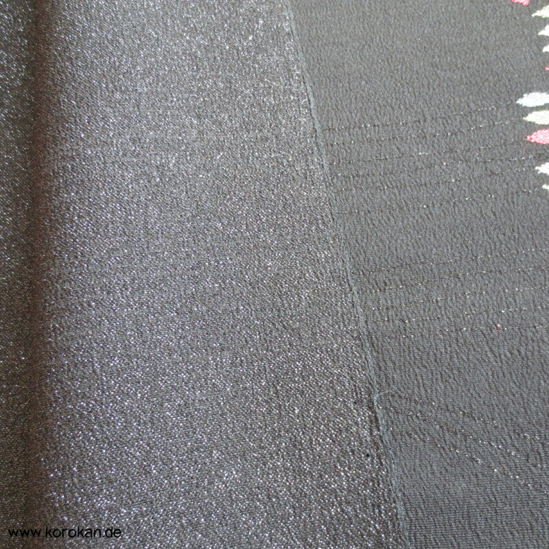 schwarzer Kimono Seiden Jacquard mit Lurex und Urushifäden