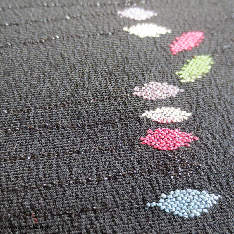 schwarzer Kimono Seiden Jacquard mit Lurex und Urushifäden