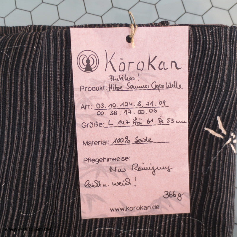 Seidenstreifencrepe mit Libellen antiker Hitoe Komon