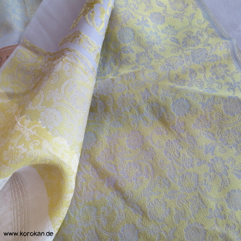 fliederfarbener Omeshi Jacquard Stoffrest japanische Seide