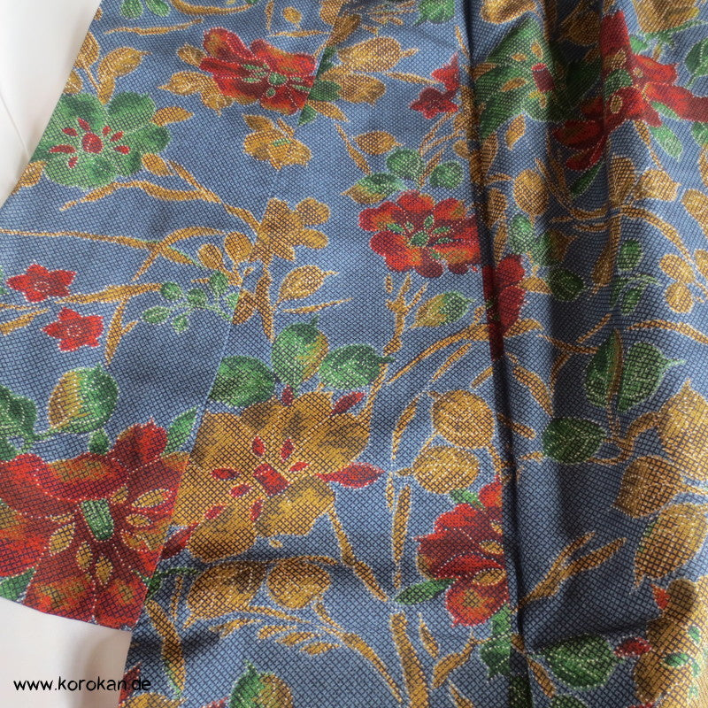 Blumendruckarabesken Komon Seiden Honan Kimono