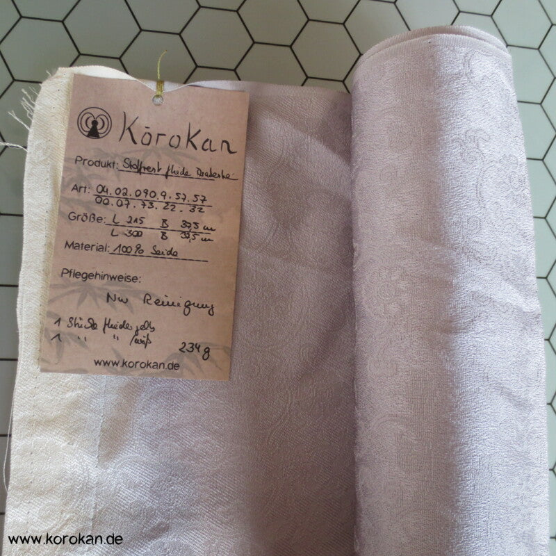 fliederfarbener Omeshi Jacquard Stoffrest japanische Seide