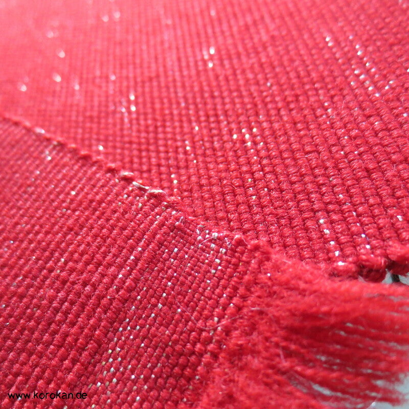japanischer rot silberner Wolle / Lurex Hanhaba Obi