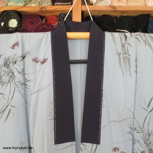 Krebse, Bambus, Kanji Gedicht Juban Kimono, Habutai Seide