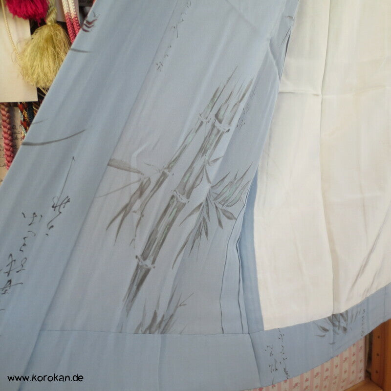 Krebse, Bambus, Kanji Gedicht Juban Kimono, Habutai Seide