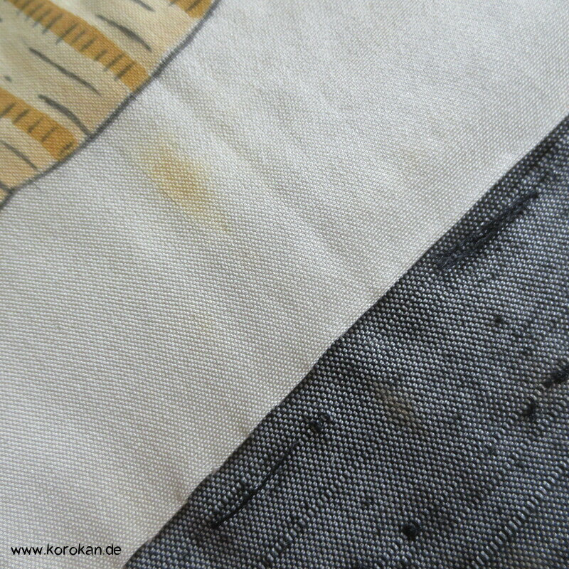 graue Fushi Tsumugi Seiden Haori Jacke, Schreibset BIld Futter