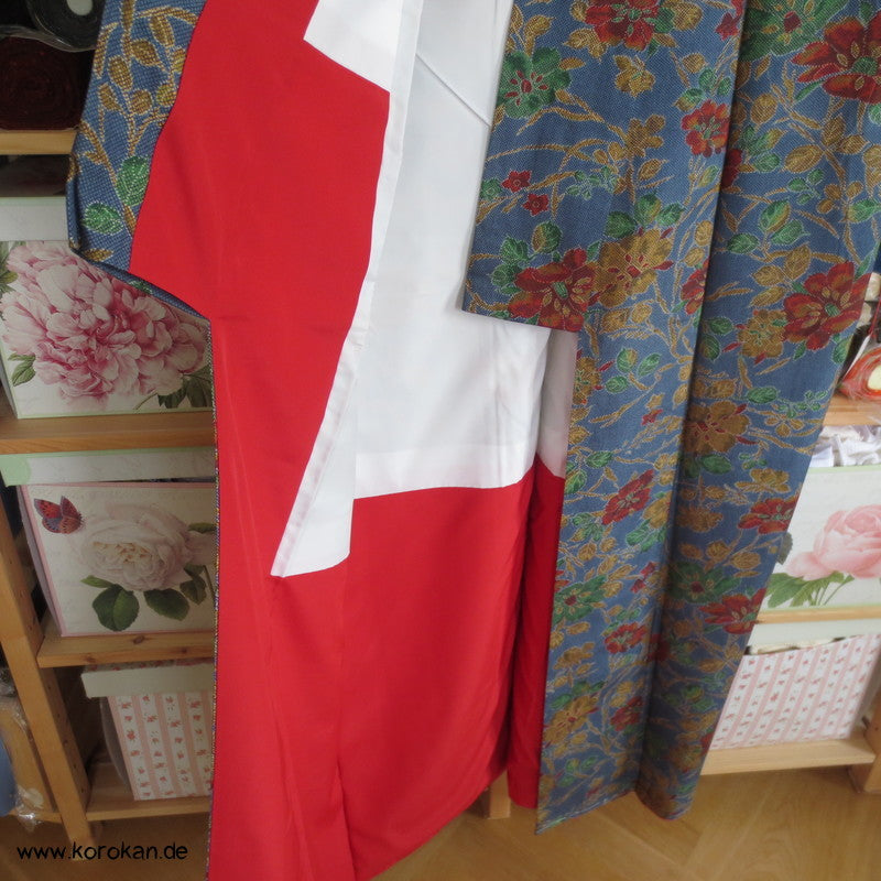 Blumendruckarabesken Komon Seiden Honan Kimono