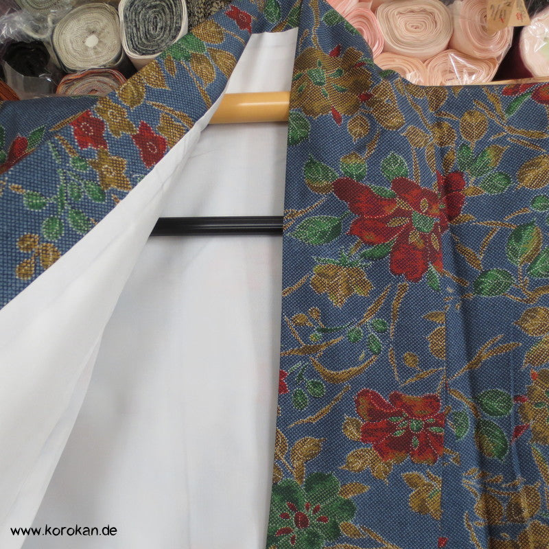 Blumendruckarabesken Komon Seiden Honan Kimono