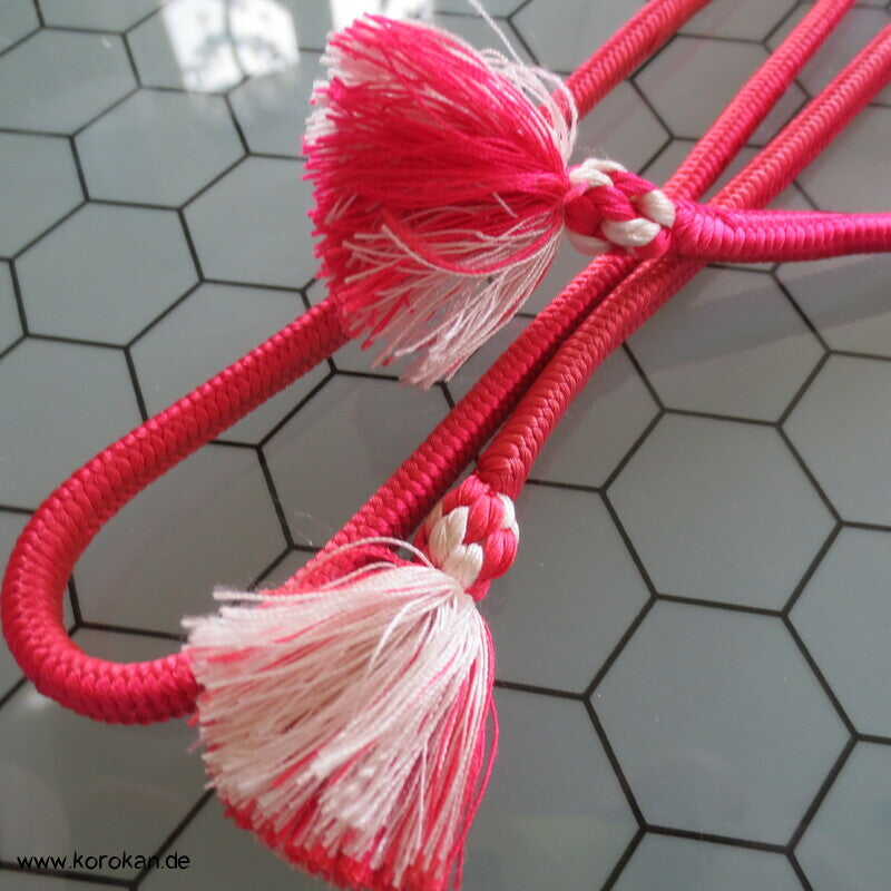 pink mit weiß Obijime, Seide, Knubbel am Troddel