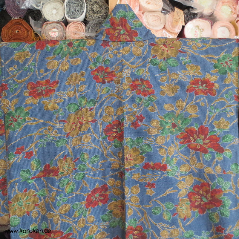 Blumendruckarabesken Komon Seiden Honan Kimono