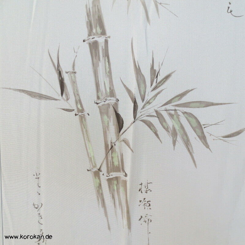 Krebse, Bambus, Kanji Gedicht Juban Kimono, Habutai Seide
