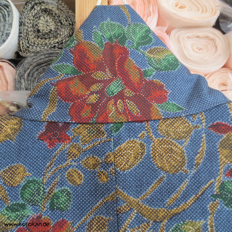 Blumendruckarabesken Komon Seiden Honan Kimono