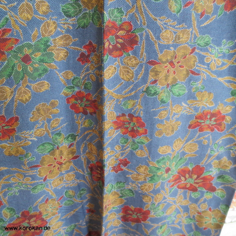 Blumendruckarabesken Komon Seiden Honan Kimono