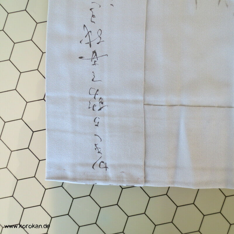 Krebse, Bambus, Kanji Gedicht Juban Kimono, Habutai Seide