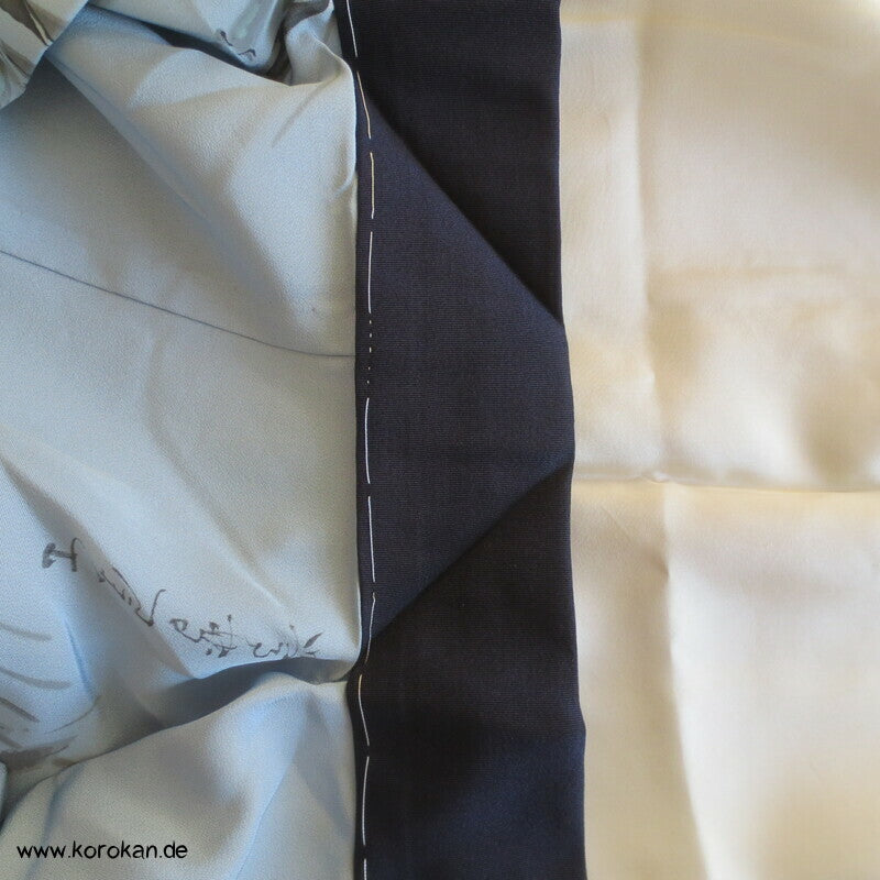 Krebse, Bambus, Kanji Gedicht Juban Kimono, Habutai Seide