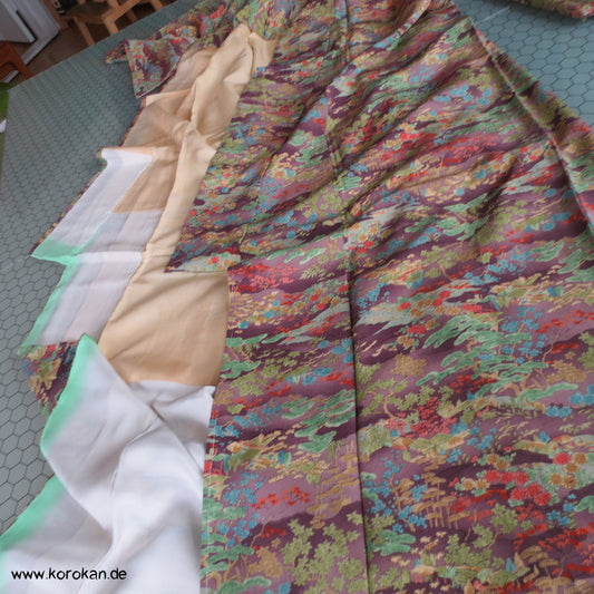 gedruckte Landschaft Seidencrepe Komon Kimono