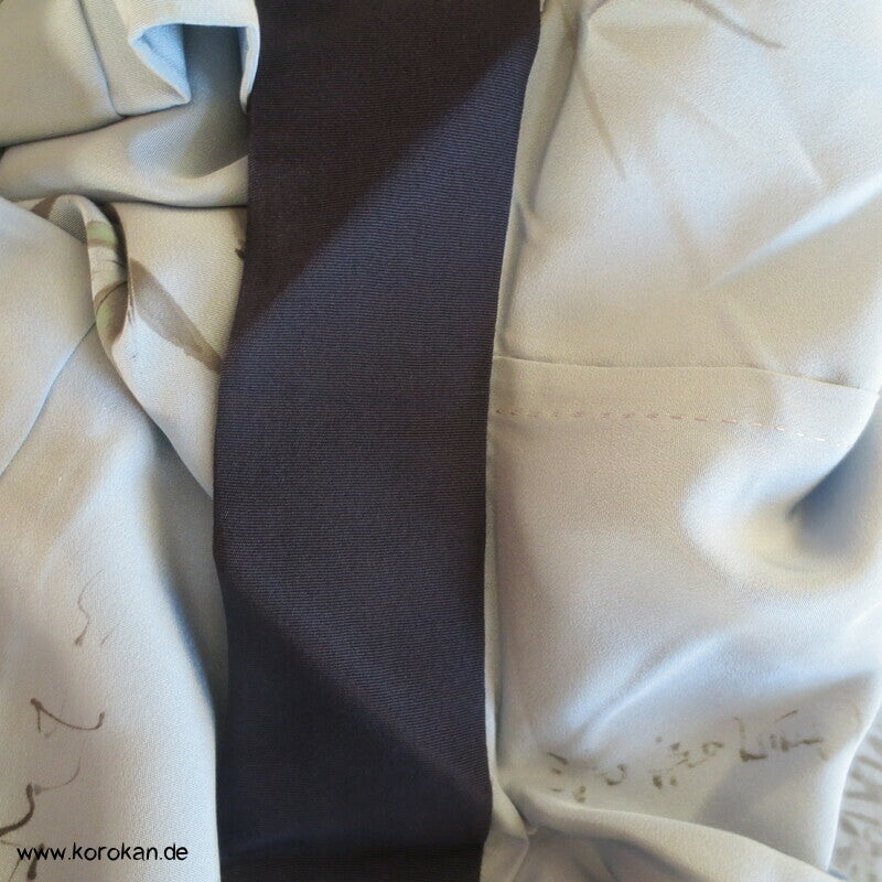 Krebse, Bambus, Kanji Gedicht Juban Kimono, Habutai Seide