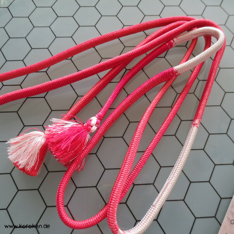 pink mit weiß Obijime, Seide, Knubbel am Troddel