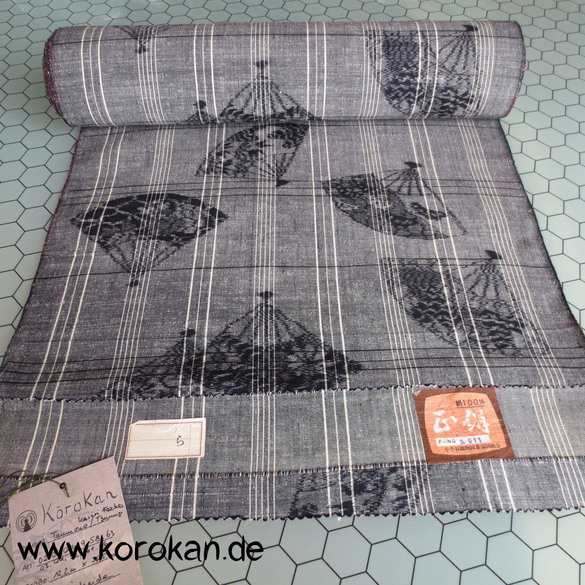 Fächer Kasuri Tsumugi Kimono Seide