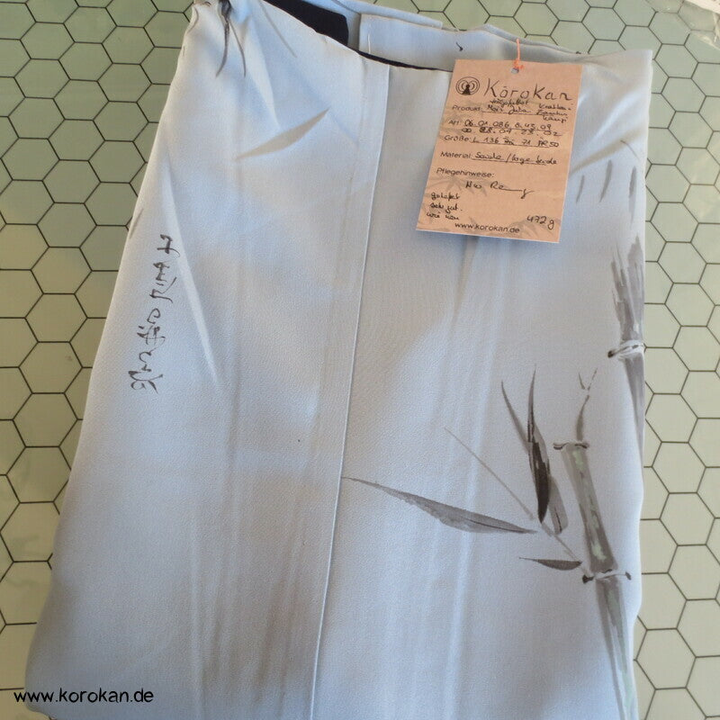 Krebse, Bambus, Kanji Gedicht Juban Kimono, Habutai Seide