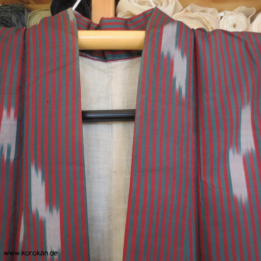 Ikat Streifen grün - rot Meisen Kimono