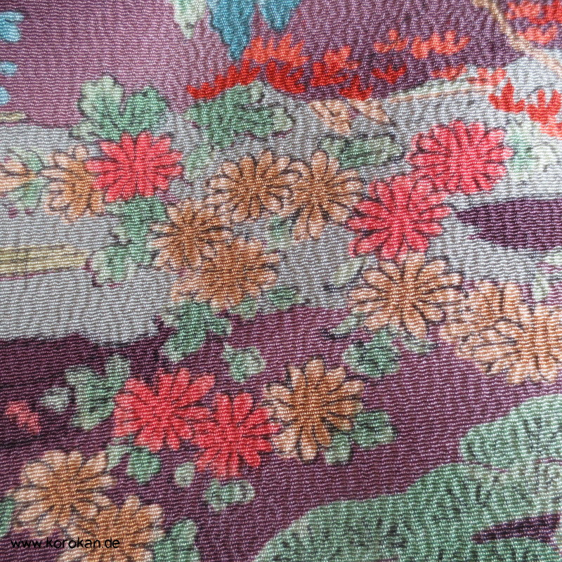 gedruckte Landschaft Seidencrepe Komon Kimono