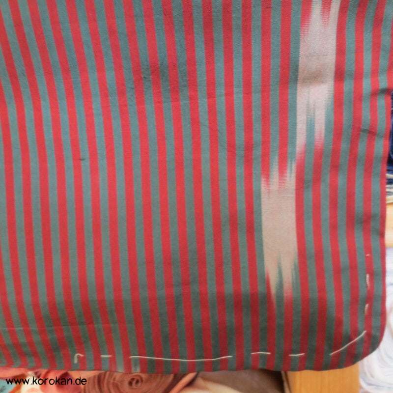 Ikat Streifen grün - rot Meisen Kimono