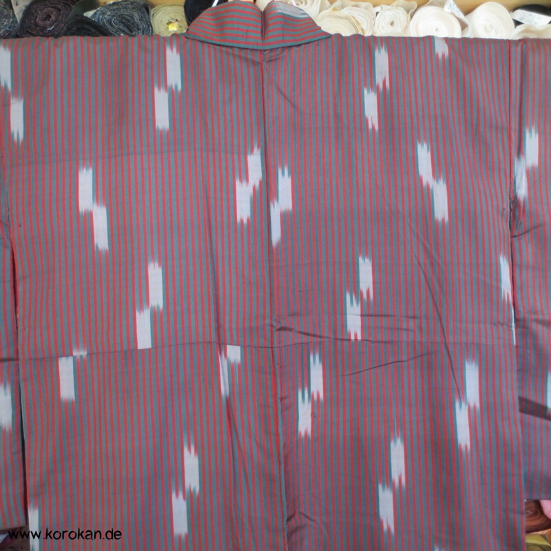 Ikat Streifen grün - rot Meisen Kimono