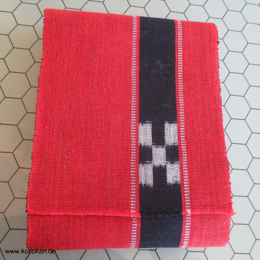 Han Haba Kimono Gürtel schwarz weiß rot Kasuri Streifen