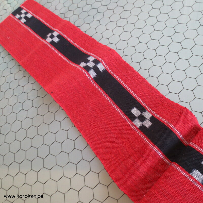 Han Haba Kimono Gürtel schwarz weiß rot Kasuri Streifen