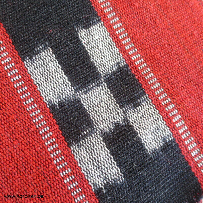 Han Haba Kimono Gürtel schwarz weiß rot Kasuri Streifen