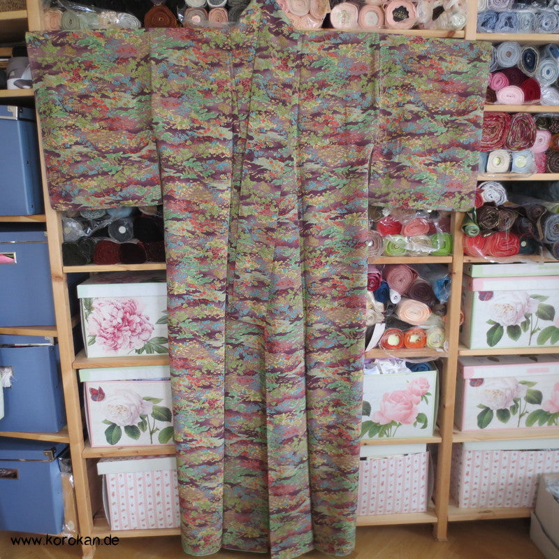 gedruckte Landschaft Seidencrepe Komon Kimono