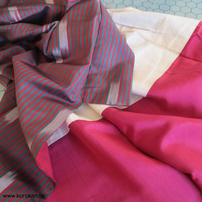 Ikat Streifen grün - rot Meisen Kimono