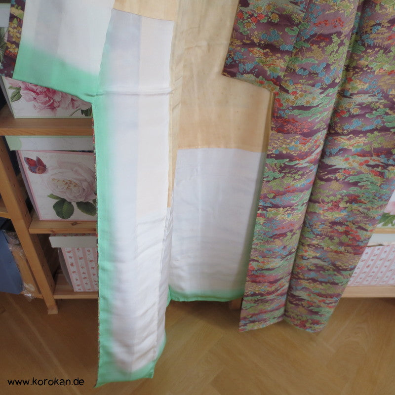 gedruckte Landschaft Seidencrepe Komon Kimono