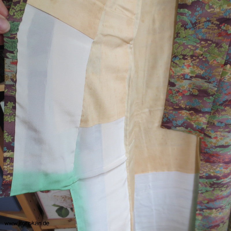 gedruckte Landschaft Seidencrepe Komon Kimono