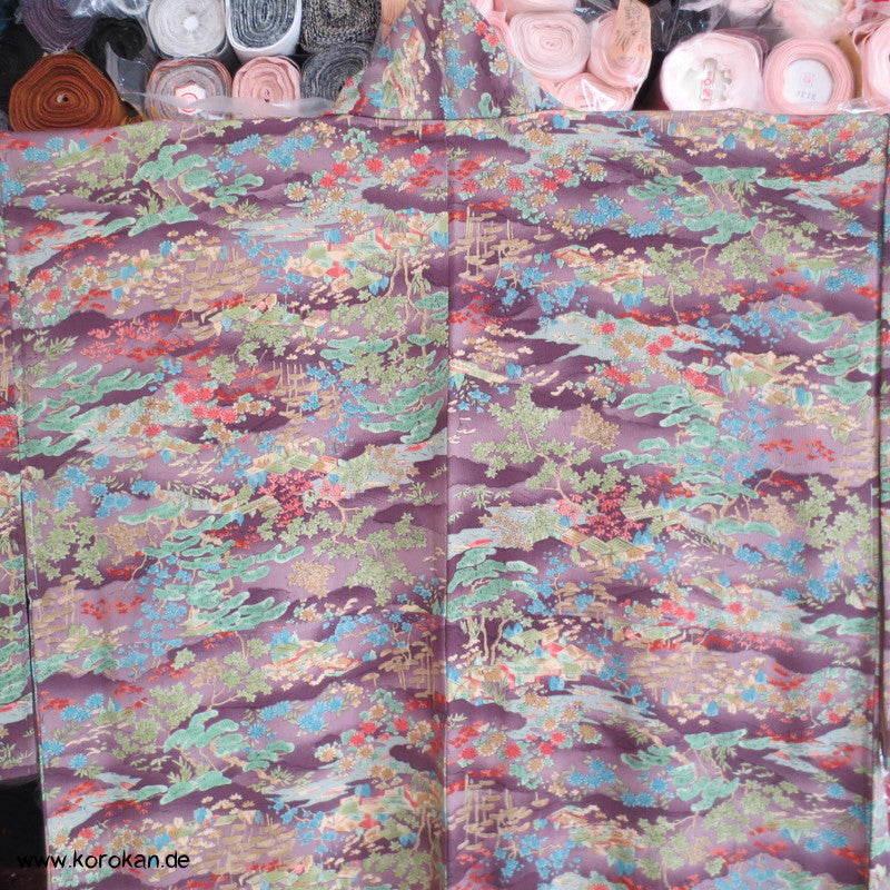 gedruckte Landschaft Seidencrepe Komon Kimono