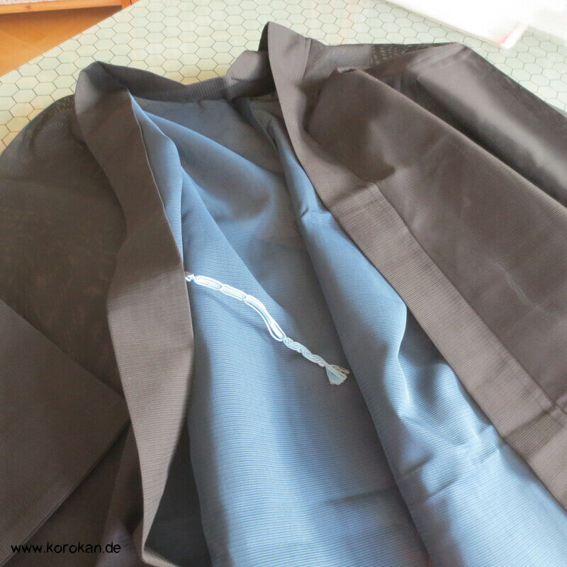 schwarz petrol Rho Haori Kimono Jacke, mit Himo