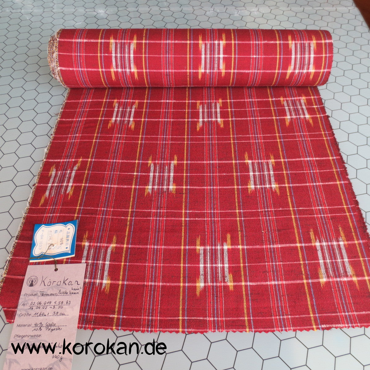 Karo Kasuri Woll Kimono Stoff