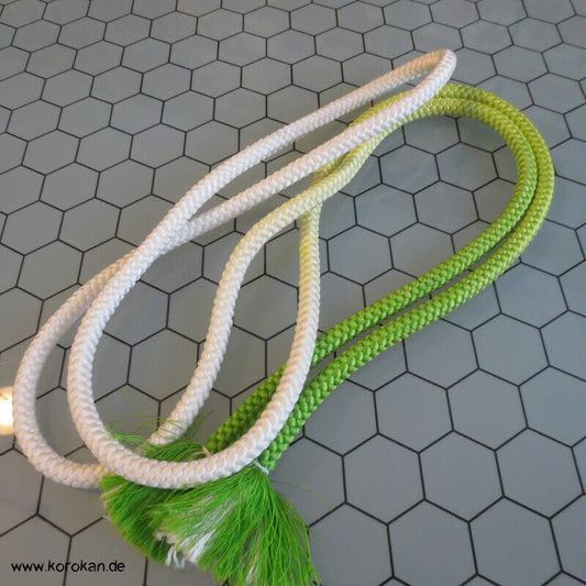 grasgrün - weiß Verlauf Kordel Obijime, Seide