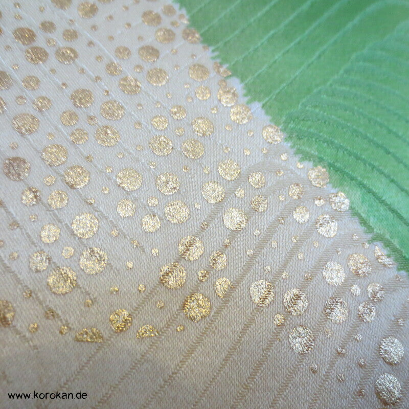 Mitzukoshi Furisode Kimono bunte Tanzaku Streifen mit Wisteria, Golddruck und Stickerei