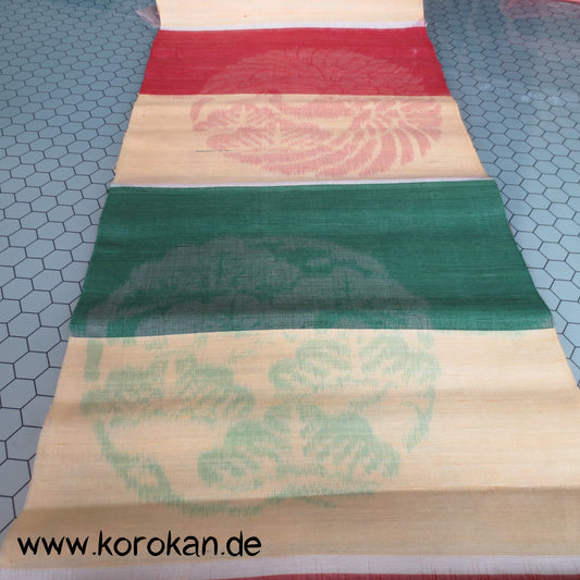 Kranichkreise auf Streifen Meisen Kimono Seide