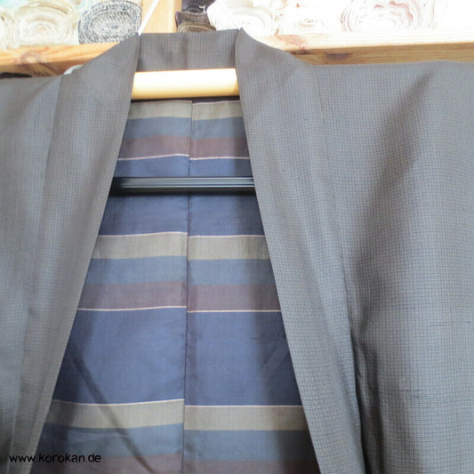 lange feinkarierte Haori Kimono Jacke