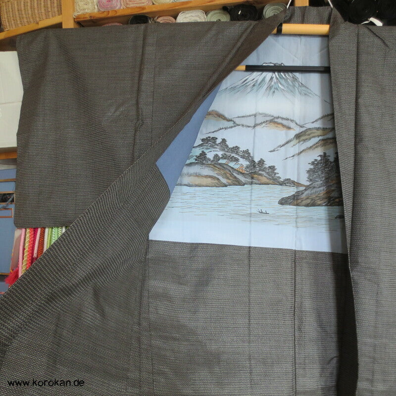 Fuji San Ansicht Futter Tsumugi Seiden Haori