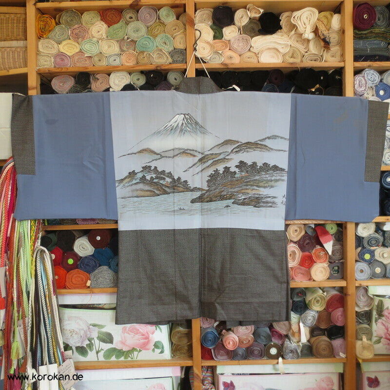 Fuji San Ansicht Futter Tsumugi Seiden Haori